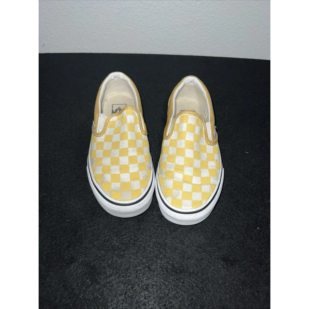 VANS Yellow Checkerboard Slip On Sneakers Unisex Skate Shoe Mens 4 Women’s 5.5